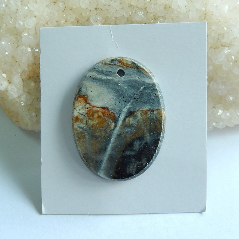 Natural Picasso Jasper Pendant Bead 40x30x4mm, 8.9g