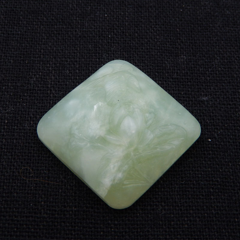 天然石软玉雕花凸圆形，25X25X10mm，9.9g – Gomggsale