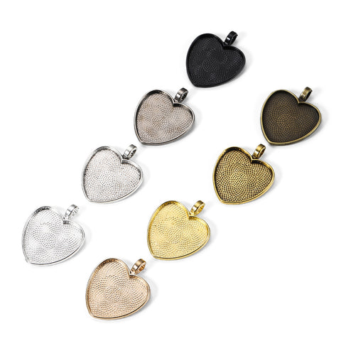 BITEFU Heart-shaped pendant base Retro alloy DIY jewelry accessories Love time gem pendant