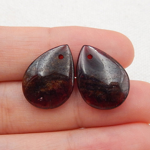 Boucles d'oreilles Teardrop Garnet Stone Pair, pierre pour la fabrication de boucles d'oreilles, 20x15x4mm, 5.3g