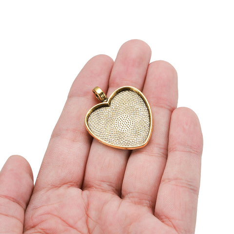 BITEFU Heart-shaped pendant base Retro alloy DIY jewelry accessories Love time gem pendant