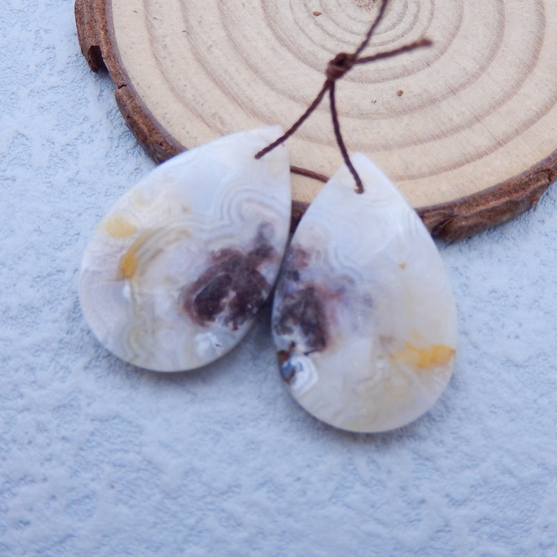 Natural Crazy Lace Agate Earring Beads 29x19x4mm, 9.1g