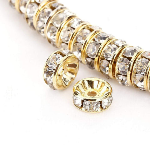 BITEFU Diamond-Studded Bracelet with Spacer Zircon Beads, 18K Gold Plated Spacer Beads Necklace