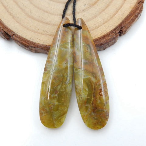 Paire de boucles d'oreilles en forme de goutte d'opale jaune naturelle, pierre pour la fabrication de boucles d'oreilles, 40x9x5mm, 4.3g