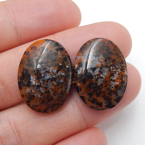 Natural Dendritic Agate Cabochons Paired 20x15x4mm, 4.1g