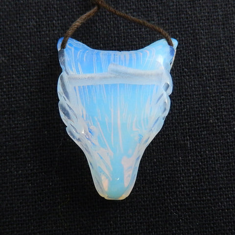 Perle pendentif tête de loup sculptée à la main en opalite, 35x27x13mm, 12.2g