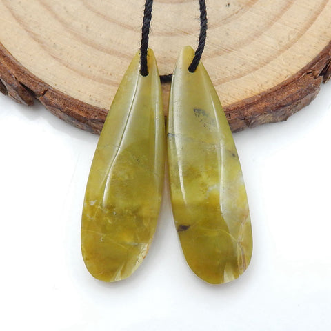 Boucles d'oreilles Teardrop Yellow Opal Stone Pair, pierre pour la fabrication de boucles d'oreilles, 34x10x5mm, 3.7g