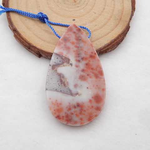 Natural Red Spot Stone Pendant Bead 41x26x5mm, 10.4g