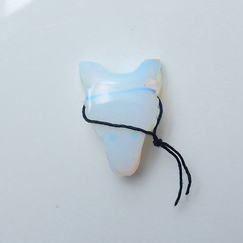 Perle pendentif tête de loup sculptée à la main en opalite, 35x27x13mm, 12.2g