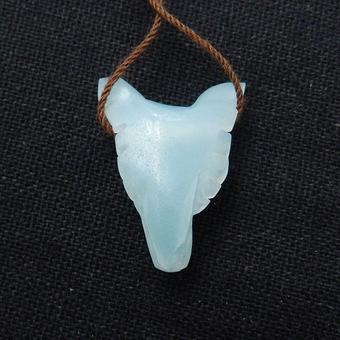 Natural Amazonite Carved Wolf Head Pendant Bead 23*17*10mm, 4.0g