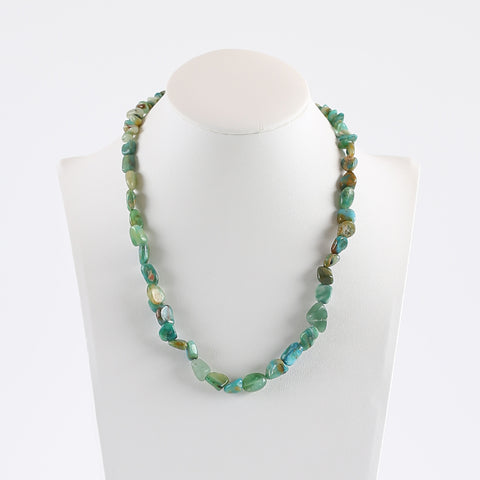 New Arrival! Natural Gemstone Blue Opal Beads Necklace, 925 Sterling Silver, 1 Strand, 15.7 Inch, 12x8x6mm, 4x2mm, 21g