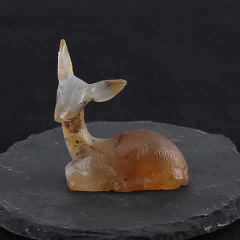 New Miniature Deer Figurine,Agate Gemstone Hand Carved Deer Statues Supply,Gemstone Home Decor,53x44x19mm,33.3g