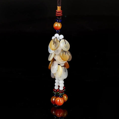 Disc Shaped Beads Red Agate Car Charm Tassel Car Pendant