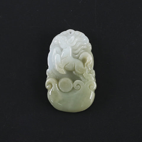 Natural Jadeite Jade Animal Pendant, Drilled Gemstone Pendant,Gemstone Carving For Jewelry DIY Making Charm Gift Accessories,39×24×7mm,13g