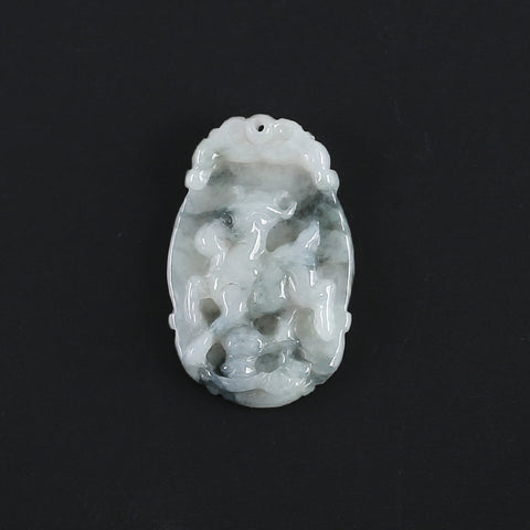 Natural Jadeite Jade Horse  Pendant, Drilled Gemstone Pendant,Gemstone Carving For Jewelry DIY Making Charm Gift Accessories,36×23×6mm,8.3g