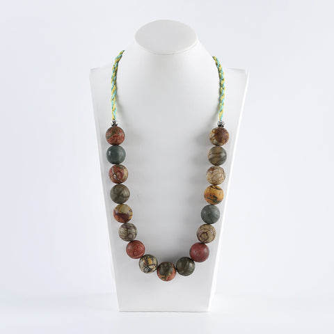 1 Strand 34 Inch Natural Multi-Color Picasso Jasper Gemstone Necklace,Adjustable Necklace,20mm,201g