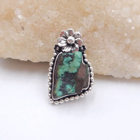 Natural Turquoise Pendant with 925 Sterling Silver Accessory 33x22x9mm, 10.3g