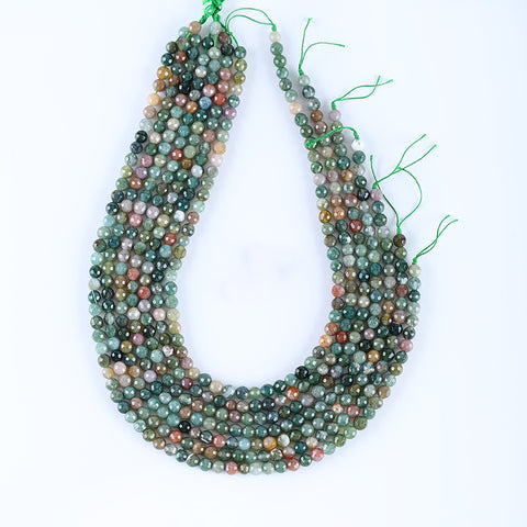 ：BITEFU 1 Strand Faceted Agate Round Shape Loose Beads, Green Beads, DIY Accessories,Stone