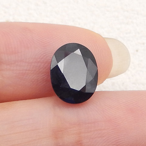 New Arrival! Natural Dark Blue Sapphire Faceted Cabochon,10×8×5mm,0.7g