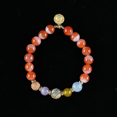 Handmade Natural Unique Gemstone Jewelry Gift Bracelet, 17cm, 9mm, 20.5g