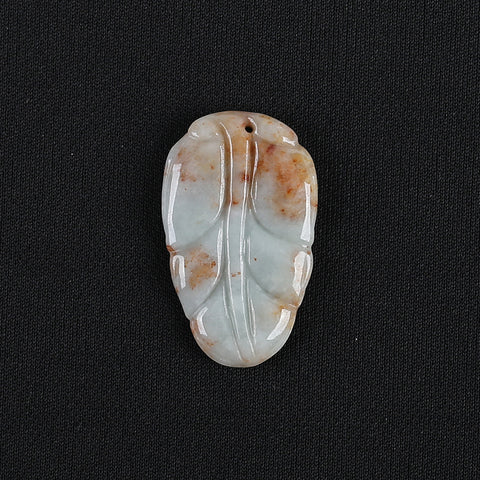 Handmade Jewelry,Carved Natural Jade Leaf Gemstone Pendant Bead,Unique Stone Pendant,40x25x4mm,9g