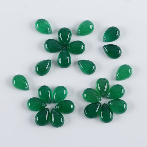 Gemstone Wholesale, Natural Stone Green Agate Teardrop Gemstone Earring Bead, Drilled Cabochons Pair,Jewelry DIY Making,14x10x5mm, 2g