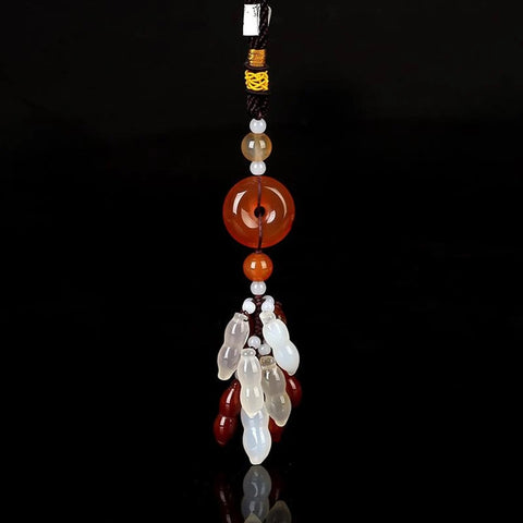 Red Agate Car Charm Tassel Car Pendant Lucky Gemstone Charms