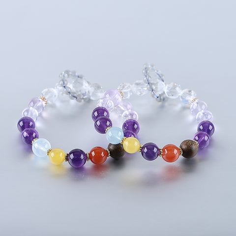 Handmade Natural Gemstone Unique Jewelry Gift, Colorful Bracelet, 18cm, 5/10mm, 26g