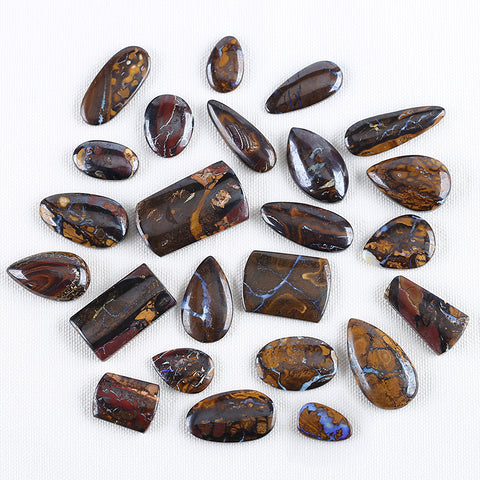 24 PCS Natural Boulder Opal Cabochons 21*13*4mm, 41*24*9mm, 136.3g