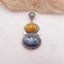 Intarsia of Yellow Opal and Blue Kyanite Pendant with 925 Sterling Silver 18x13x8mm, 24x16x8mm, 19.4g