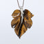 New Natural Tiger-Eye Handcarved Leaf Pendant,925 Sterling Silver Pinch Bail,59x39x7mm,20.7g