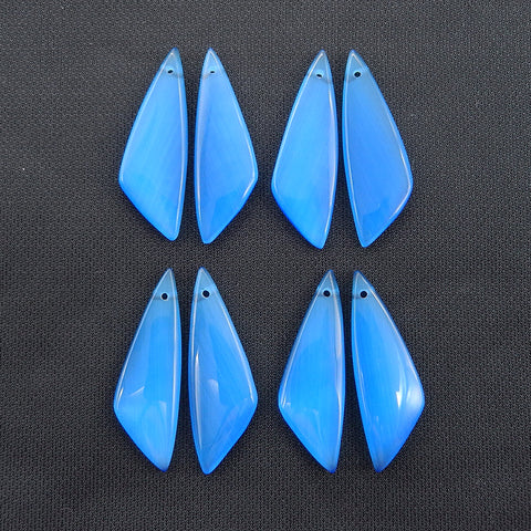 BITEFU 1 Pair Blue Cymophane (Cat's Eye) Stone Earring Beads, Beautiful Earring, Jewelry DIY Making, 6g