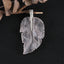 New Natural Rose Quartz Handcarved Leaf Pendant,925 Sterling Silver Pinch Bail,60x33x7mm,13g