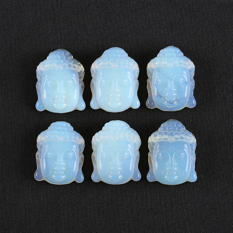 BITEFU Carved Natural Opalite Buddha Head Gemstone Pendant Bead, 12g