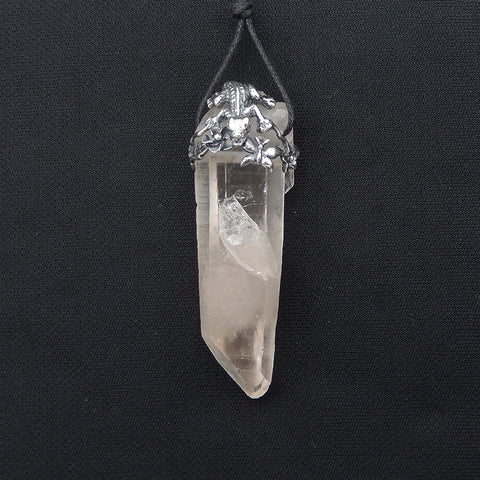 New! Natural Crystal Gemstone 925 Sterling Silver lizard Pendant, lizard Jewelry, 63x22x20mm, 24.7g