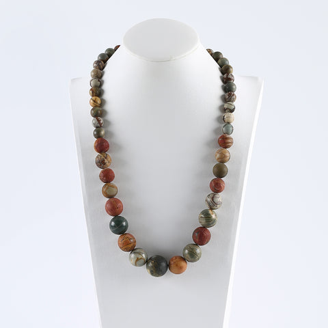 Hand-Woven,1 Strand 20 Inch Natural Multi-Color Picasso Jasper Gemstone Necklace,18mm,10mm,118.6g