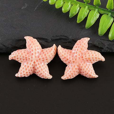 BITEFU 1Pair Pink Conch Shell (Made Of Powder Of Shell, Color Is Enhanced ) Starfish , 4.8g