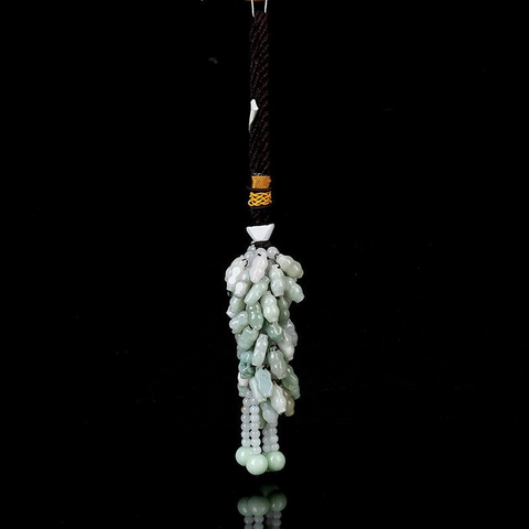 Bottle Shaped Beads Green Jade Car Charm Tassel Car Pendant