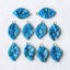 Intarsia of Turquoise and Copper Leaf Back Pendant Beads 18x12x3mm