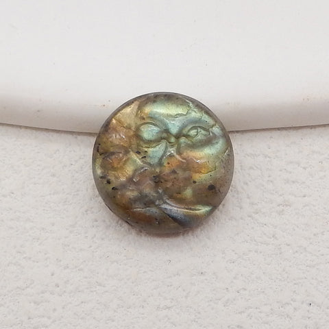 Natural Labradorite Carving Gemstone Cabochon,15x5mm,2.1g