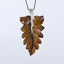 New Natural Tiger-Eye Handcarved Leaf Pendant,925 Sterling Silver Pinch Bail,58x29x8mm,9.5g