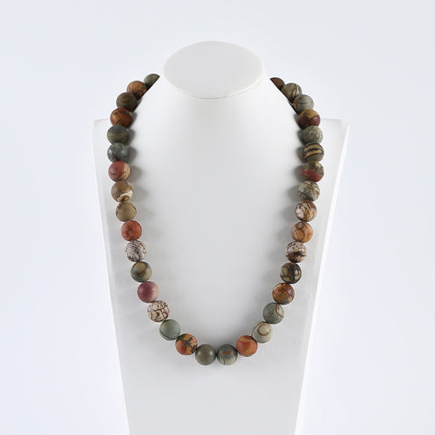 1 Strand 20 Inch Natural Multi-Color Picasso Jasper Gemstone Necklace,Popular Handmade Necklace for Gift,14mm,139g