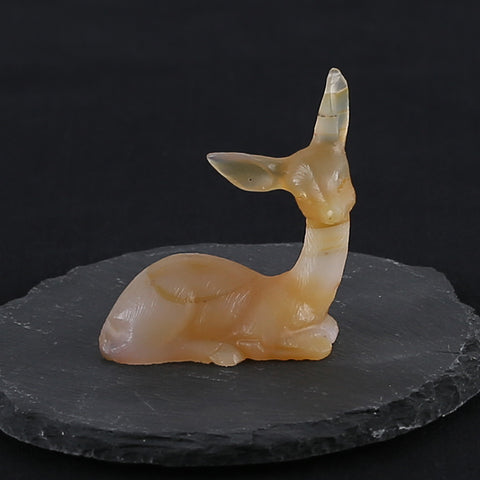 New Miniature Deer Figurine,Agate Gemstone Hand Carved Deer Statues Supply,Gemstone Home Decor,53x45x16mm,33.5g