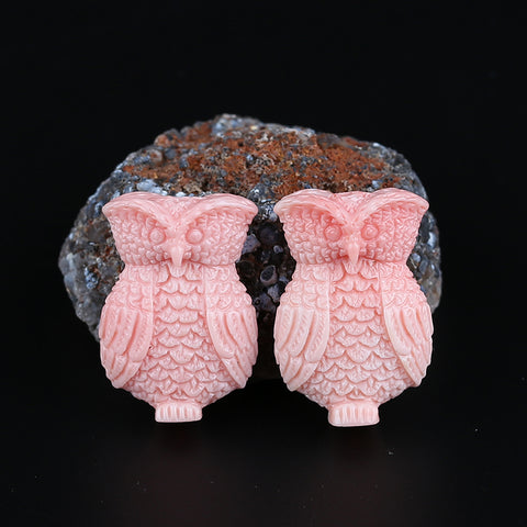 BITEFU 1Pair Pink Conch Shell (Made Of Powder Of Shell, Color Is Enhanced ) Owl , 8.8g