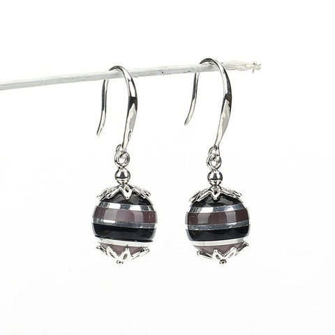 Cymophane Intarsia Round Earrings With 925 Sterling Silver Accessory 4.3g