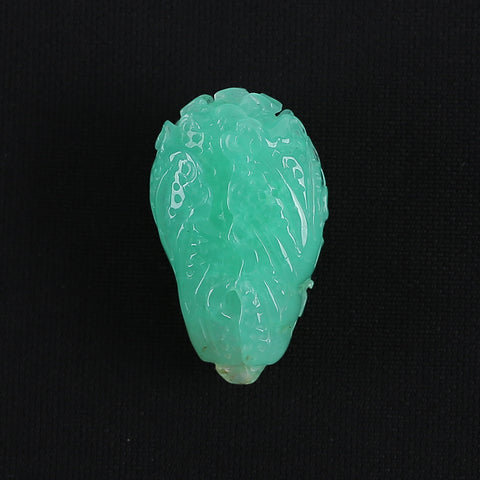 Hand Carved  AAA Grade Natural Chrysoprase Chinese Cabbage Gemstone Pendant Bead For Gemstone Jewelry Design ,Unique Gift,45×27×20mm,29.4g