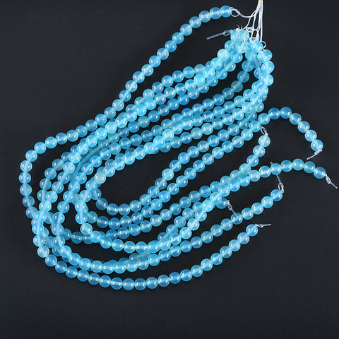 BITEFU 1 Strand Blue Agate Round Shape Loose Beads ,DIY Accessories,Stone,Jewelry