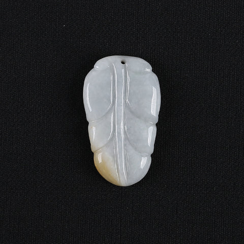 Handmade Jewelry,Carved Natural Jade Leaf Gemstone Pendant Bead,Unique Stone Pendant,42x25x5mm,11g