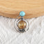 New Arrival!Handmade Jewelry Sterling Silver 925 Turquoise And Gold Rutilated Quartz  Pendant,26×18×7mm, 3.4g