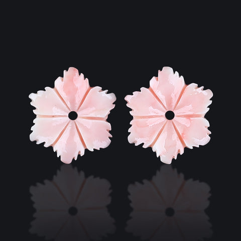 BITEFU 1Pair Pink Conch Shell (Made Of Powder Of Shell, Color Is Enhanced ) Flower, 1g